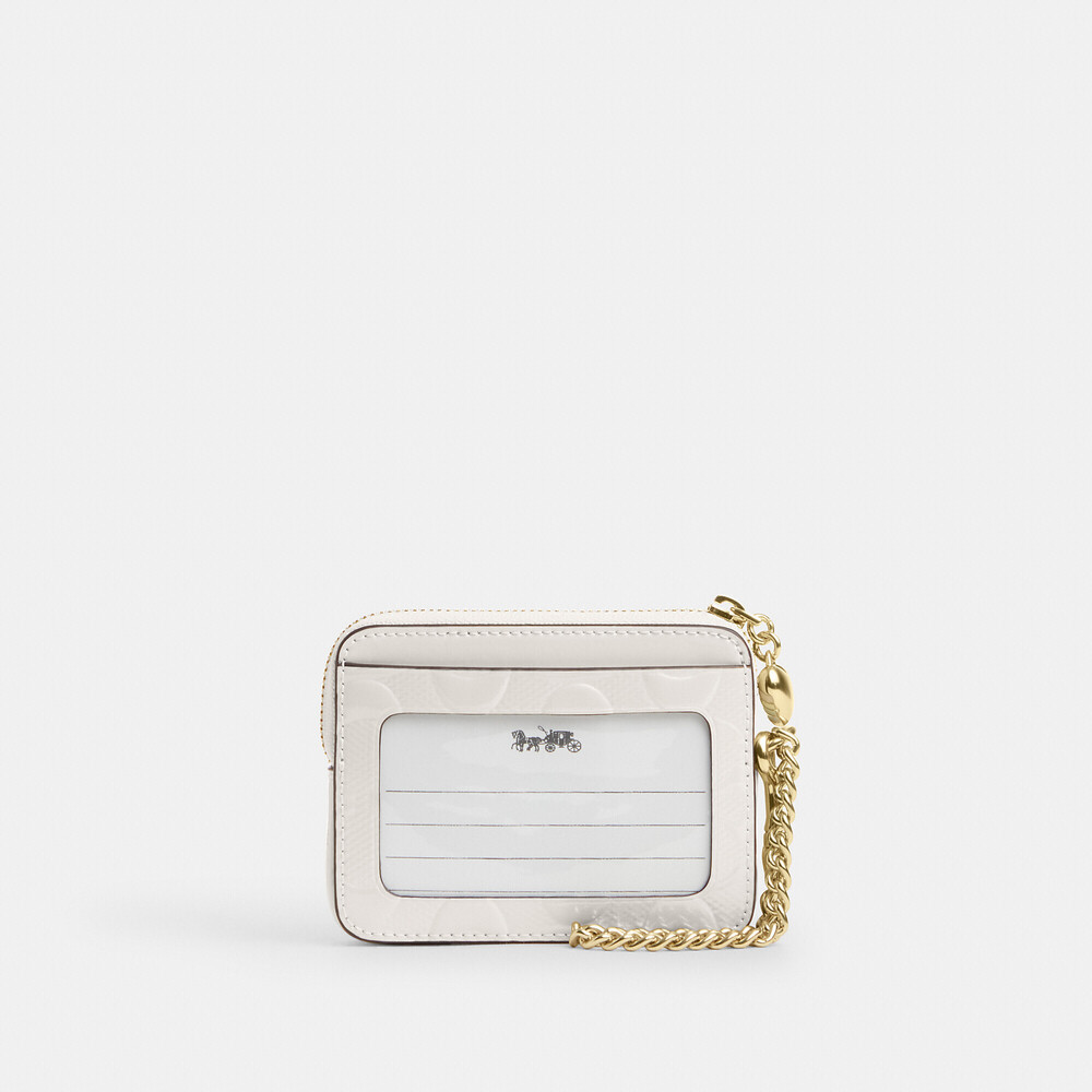 Coach Outlet Zip Card Case In Signature Leather With Heart Charm